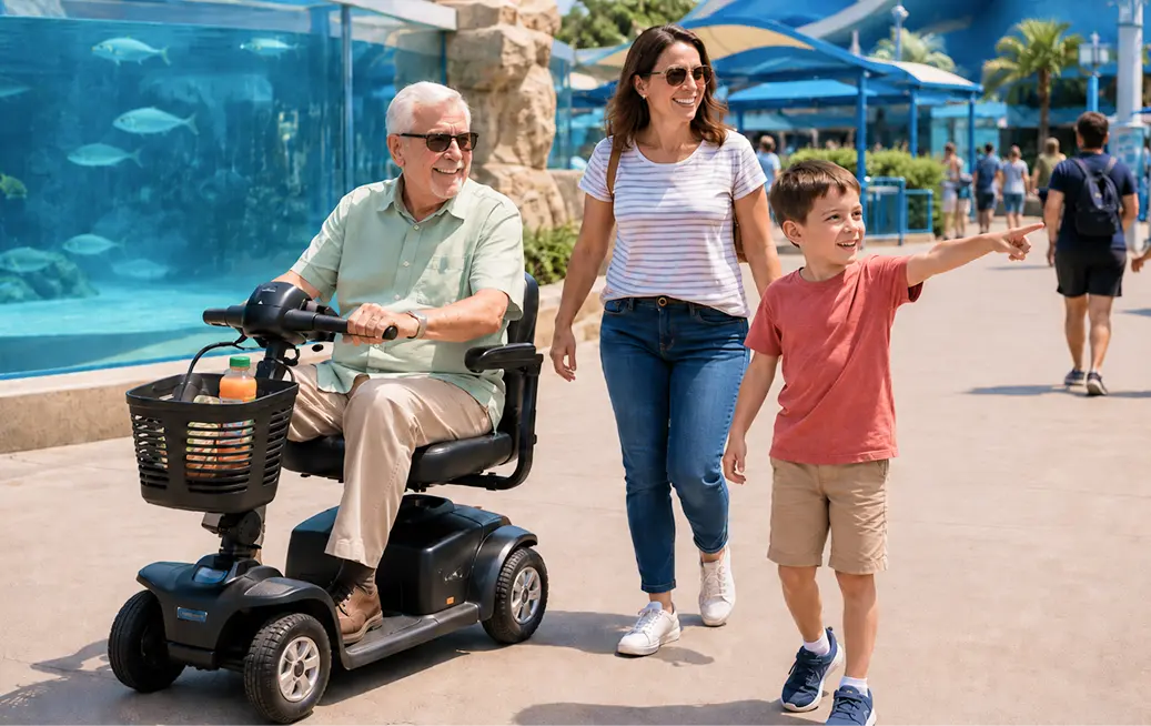 happy customers rented scooter at sea world from Cloud of Goods